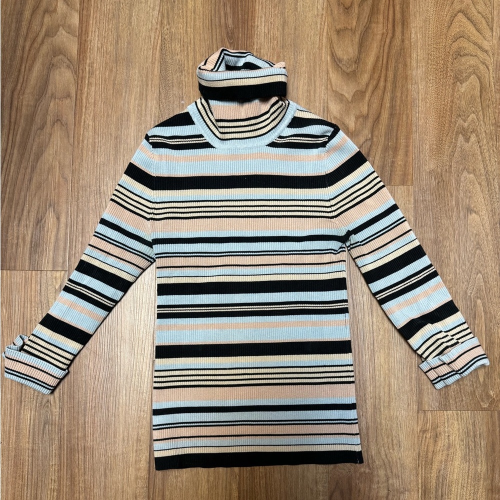 BEBE Striped Tight Turtleneck
